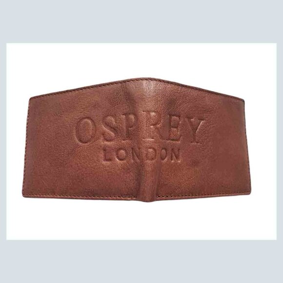 Osprey London Barker Coin Pocket Wallet Tan Leather Bifold Men's - Picture 3 of 4